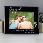 Personalised Heart Black Glass 5x7 Photo Frame | Inspired Creative Gifts | UK Supplier