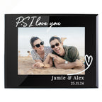 Personalised Heart Black Glass 5x7 Photo Frame | Inspired Creative Gifts | UK Supplier