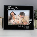 Personalised Heart Black Glass 5x7 Photo Frame | Inspired Creative Gifts | UK Supplier