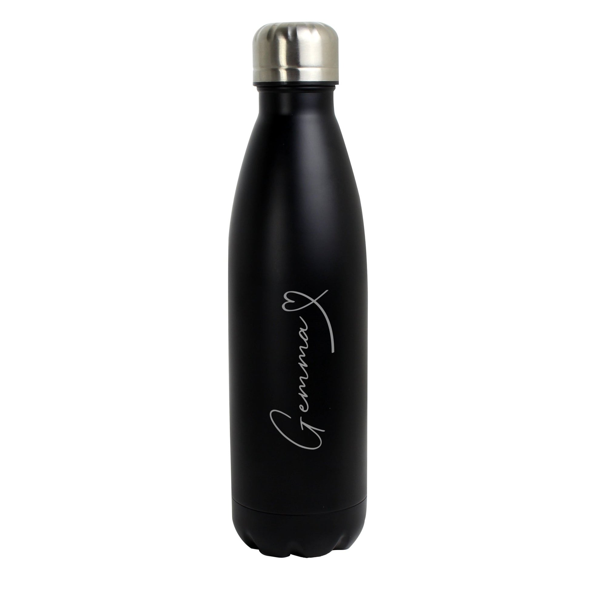 Personalised Heart Black Metal Insulated Drinks Bottle | Inspired Creative Gifts