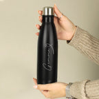 Personalised Heart Black Metal Insulated Drinks Bottle | Inspired Creative Gifts | UK Supplier
