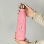 Personalised Heart Pink Metal Insulated Drinks Bottle | Inspired Creative Gifts | UK Supplier