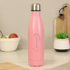 Personalised Heart Pink Metal Insulated Drinks Bottle | Inspired Creative Gifts | UK Supplier