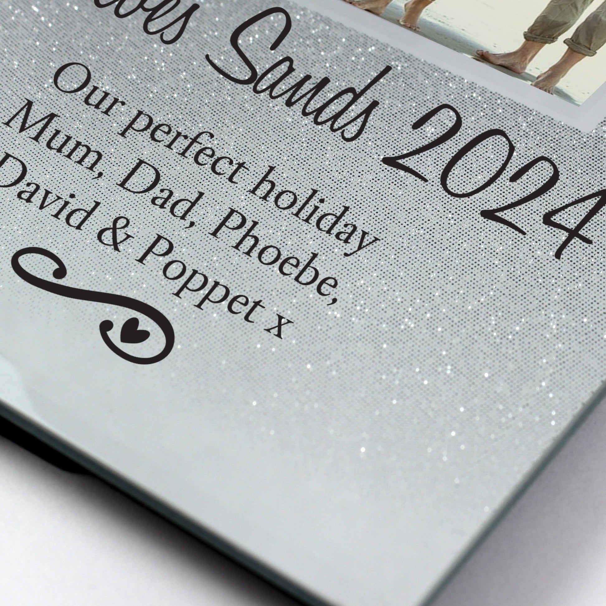Personalised Heart & Swirl 4x4 Glitter Glass Photo Frame | Inspired Creative Gifts | UK Supplier