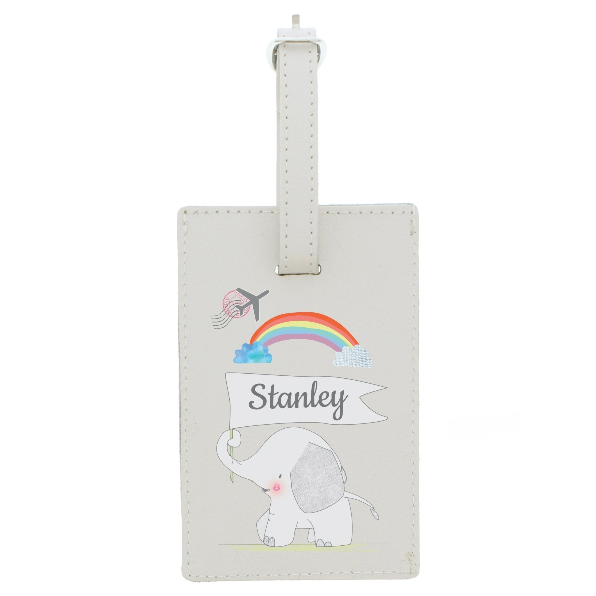 Personalised Hessian Elephant Cream Luggage Tag | Inspired Creative Gifts | UK Supplier