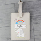 Personalised Hessian Elephant Cream Luggage Tag | Inspired Creative Gifts | UK Supplier