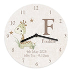 Personalised Hessian Giraffe Shabby Chic Large Wooden Clock | Inspired Creative Gifts | UK Supplier