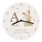 Personalised Hessian Rabbit Shabby Chic Large Wooden Clock | Inspired Creative Gifts | UK Supplier