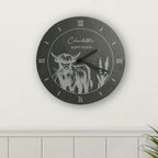 Personalised Highland Cow Slate Clock | Inspired Creative Gifts | UK Supplier