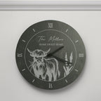 Personalised Highland Cow Slate Clock | Inspired Creative Gifts | UK Supplier