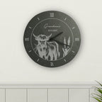 Personalised Highland Cow Slate Clock | Inspired Creative Gifts | UK Supplier