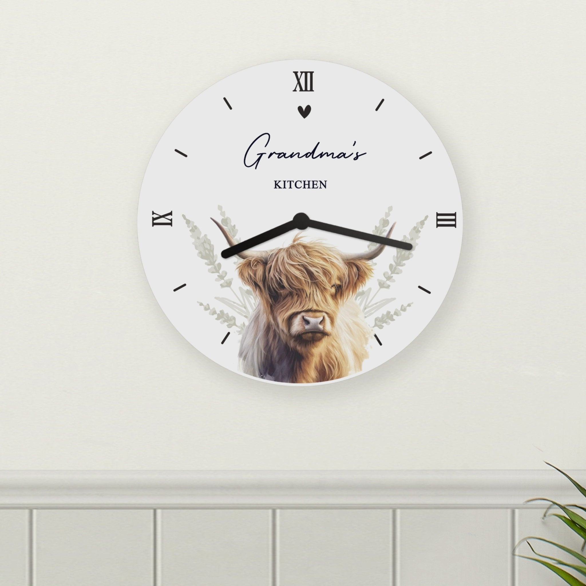 Personalised Highland Cow Wooden Clock | Inspired Creative Gifts | UK Supplier