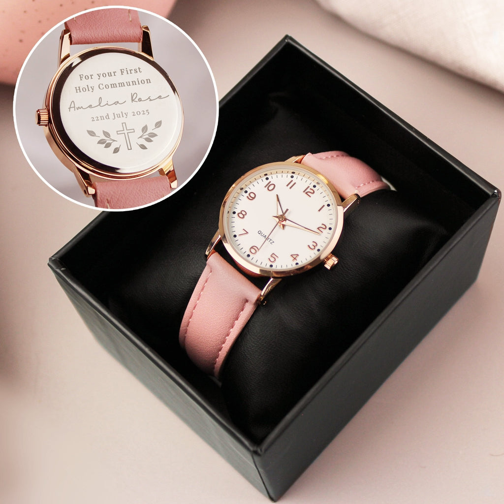 Personalised Holy Communion/Christening Pink Watch | Inspired Creative Gifts | UK Supplier
