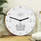 Personalised HOME Shabby Chic Wooden Clock | Inspired Creative Gifts | UK Supplier