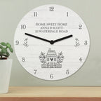 Personalised HOME Shabby Chic Wooden Clock | Inspired Creative Gifts | UK Supplier
