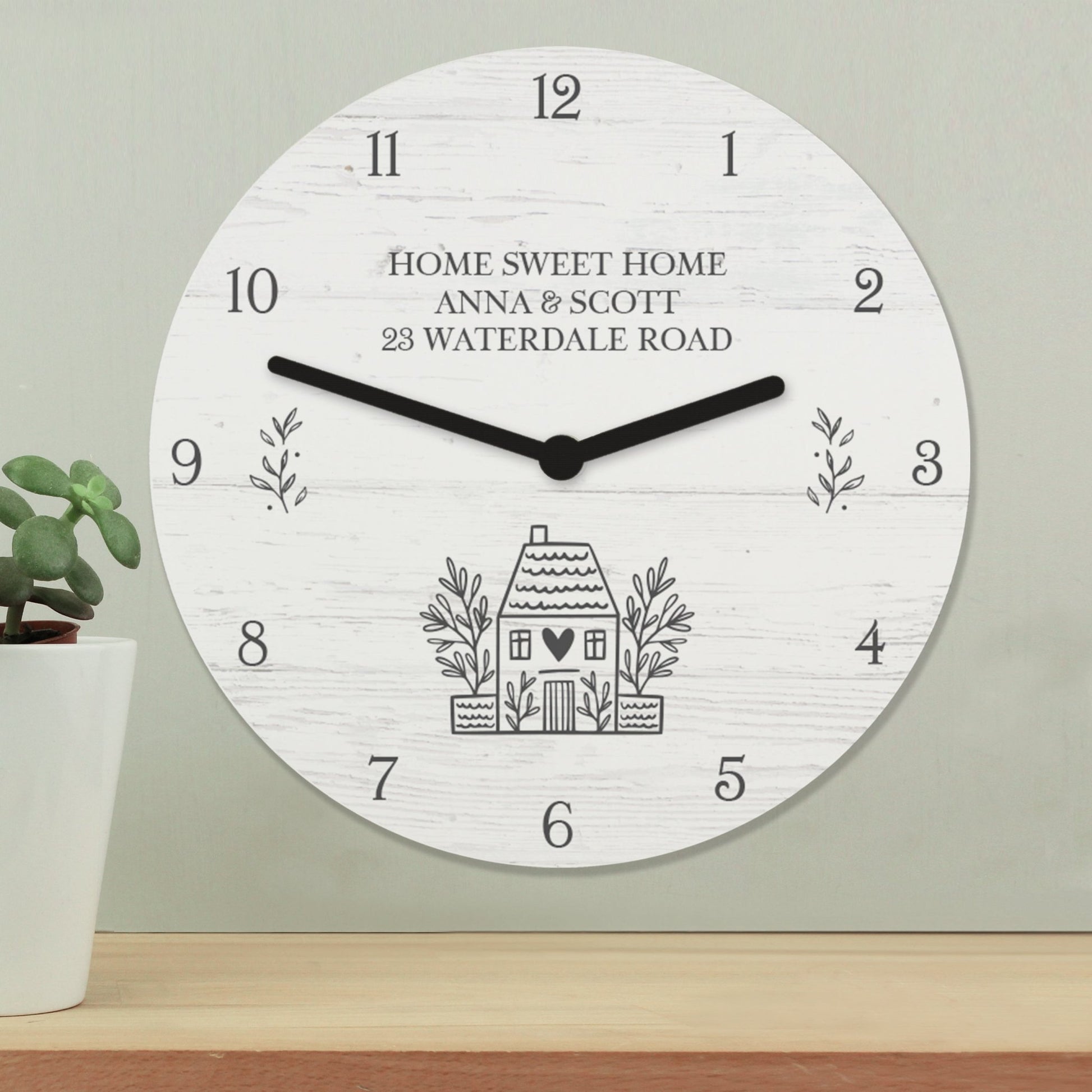 Personalised HOME Shabby Chic Wooden Clock | Inspired Creative Gifts | UK Supplier