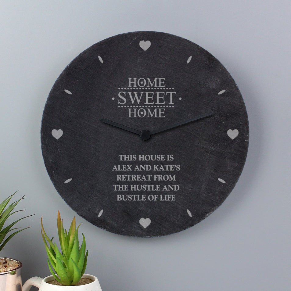 Personalised Home Sweet Home Slate Clock | Inspired Creative Gifts | UK Supplier
