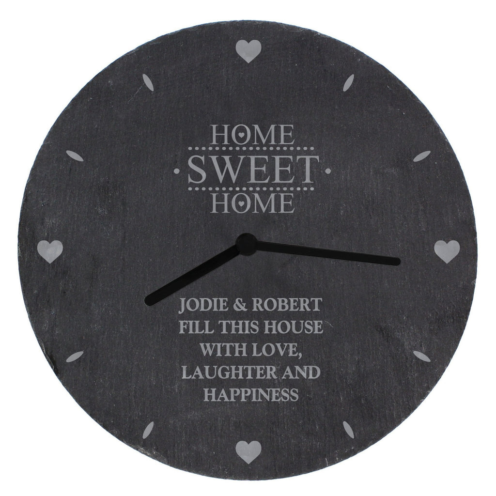 Personalised Home Sweet Home Slate Clock | Inspired Creative Gifts | UK Supplier