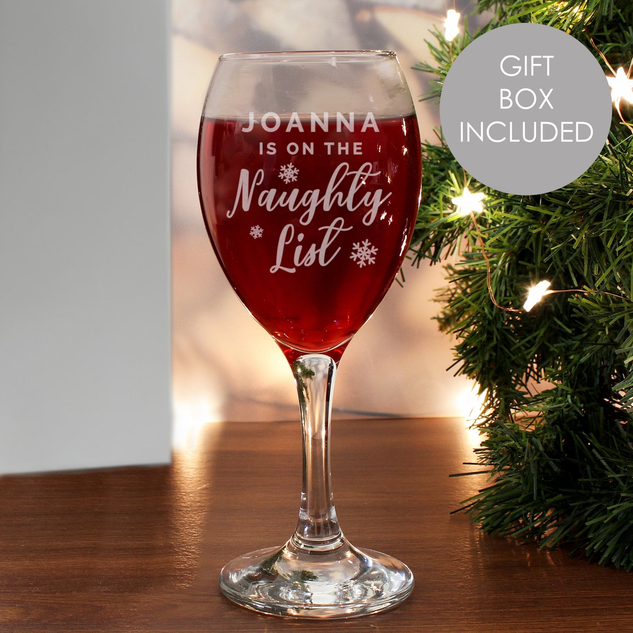 Personalised I'm On The Naughty List Wine Glass | Inspired Creative Gifts | UK Supplier