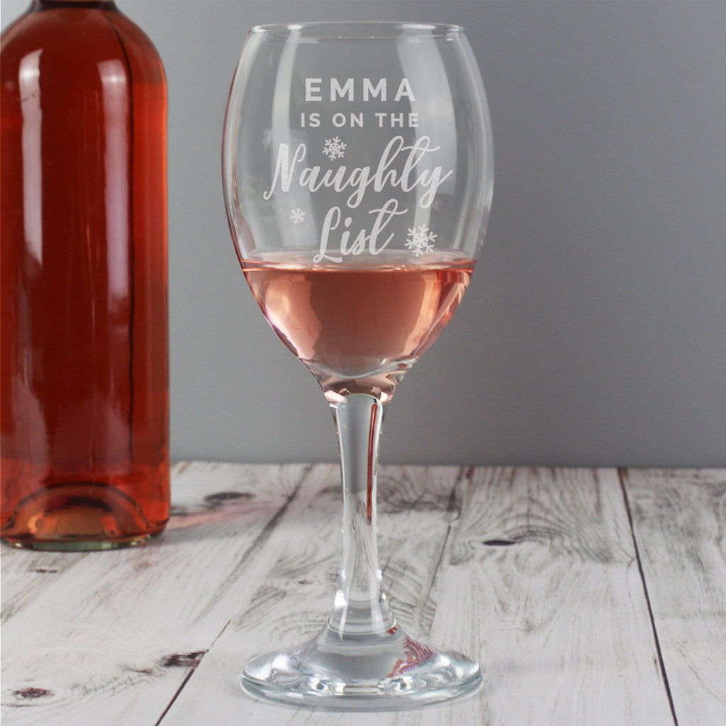 Personalised I'm On The Naughty List Wine Glass | Inspired Creative Gifts | UK Supplier