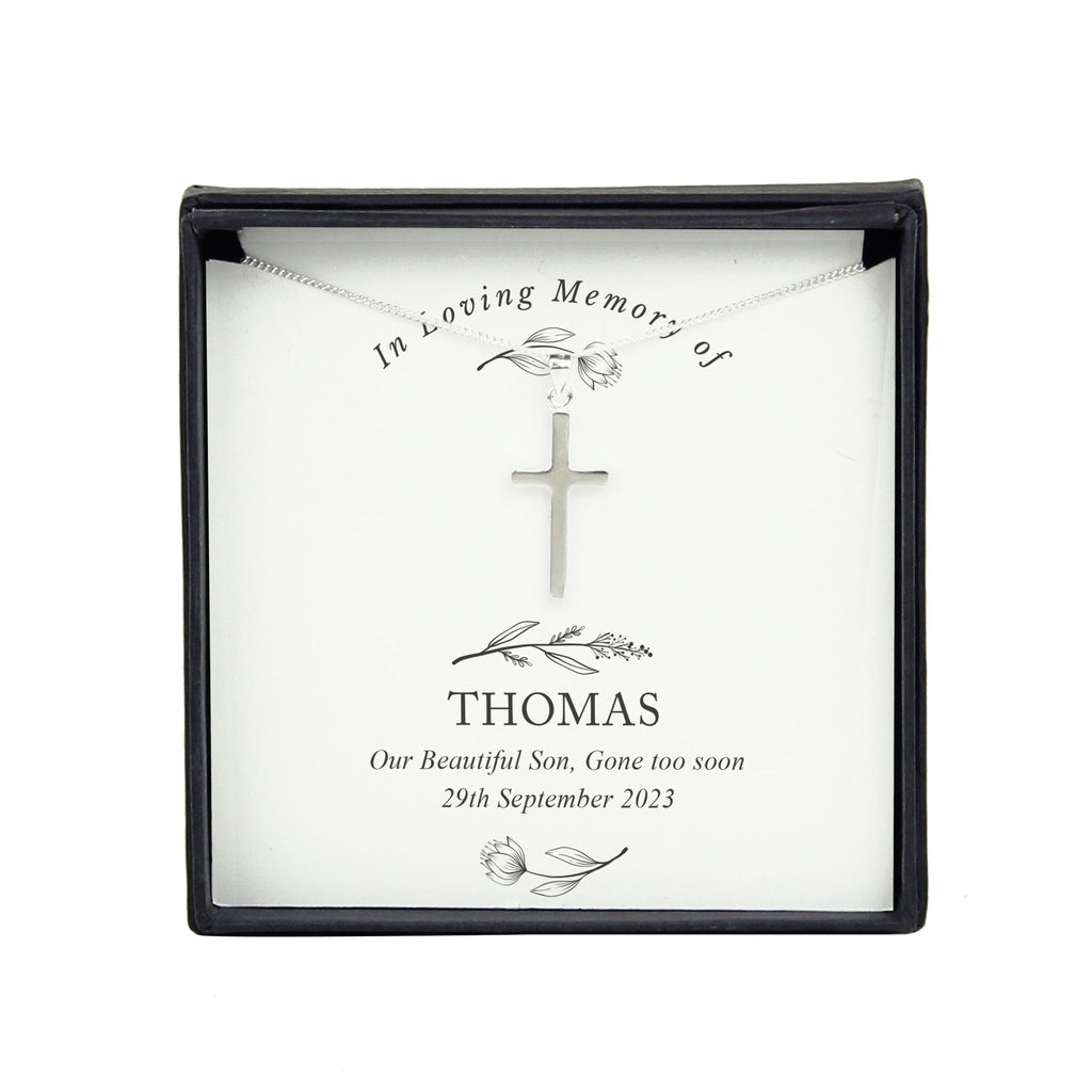 Personalised In Loving Memory Cross Sentiment Necklace and Box | Inspired Creative Gifts