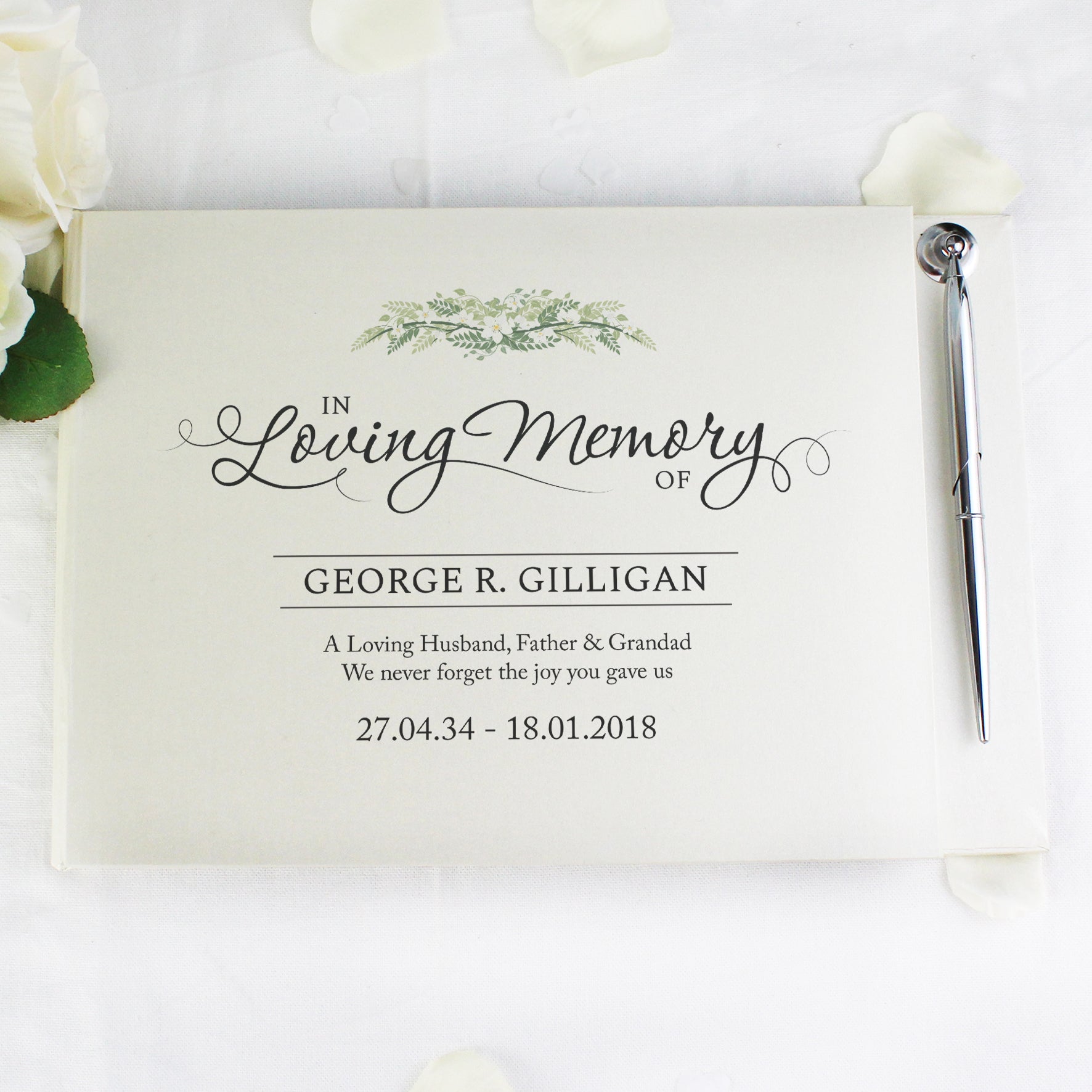 Personalised In Loving Memory Hardback Guest Book & Pen | Inspired Creative Gifts | UK Supplier