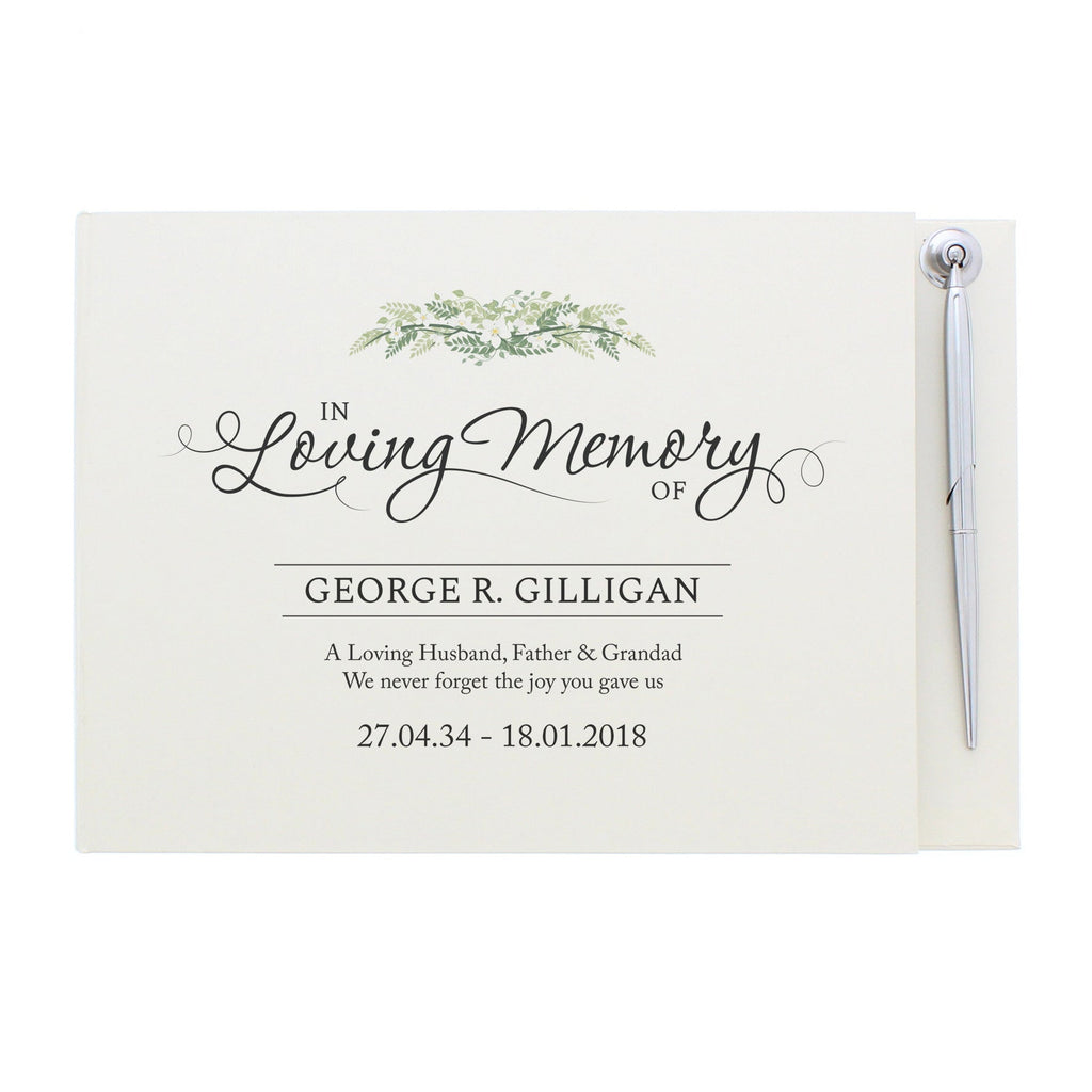 Personalised In Loving Memory Hardback Guest Book & Pen | Inspired Creative Gifts | UK Supplier