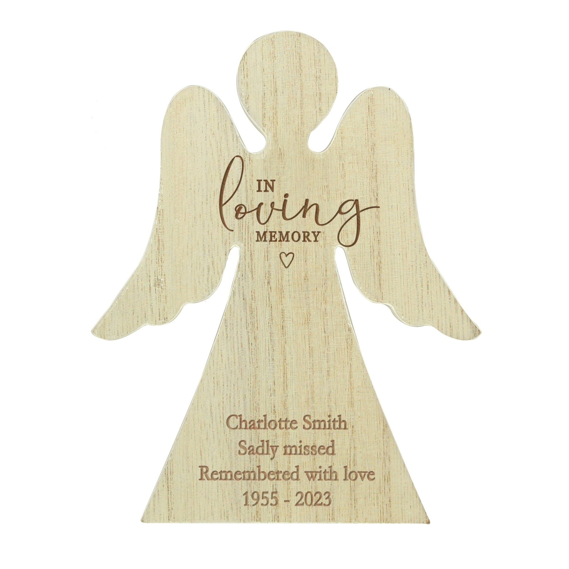 Personalised In Loving Memory Rustic Wooden Angel Decoration | Inspired Creative Gifts