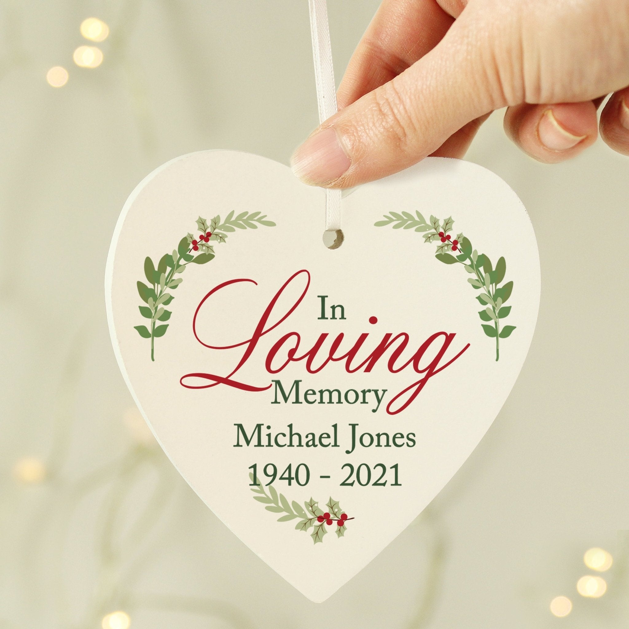 Personalised In Loving Memory Wooden Heart Decoration | Inspired Creative Gifts | UK Supplier