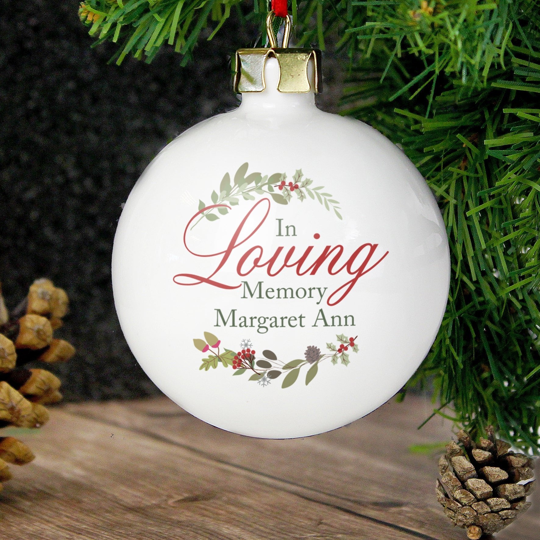 Custom In Memory Wreath Bauble | Inspired Creative Gifts | UK Supplier