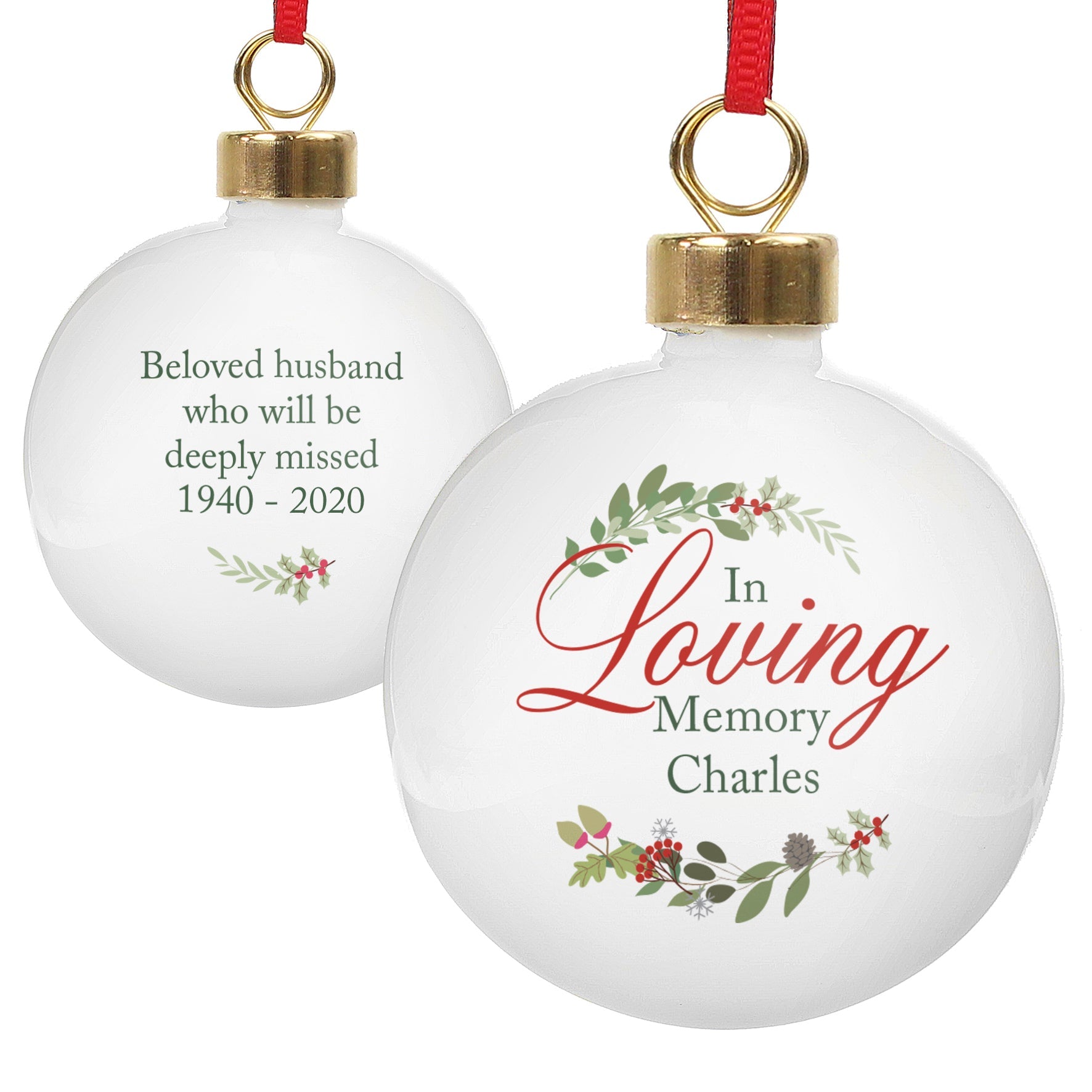 Custom In Memory Wreath Bauble | Inspired Creative Gifts | UK Supplier