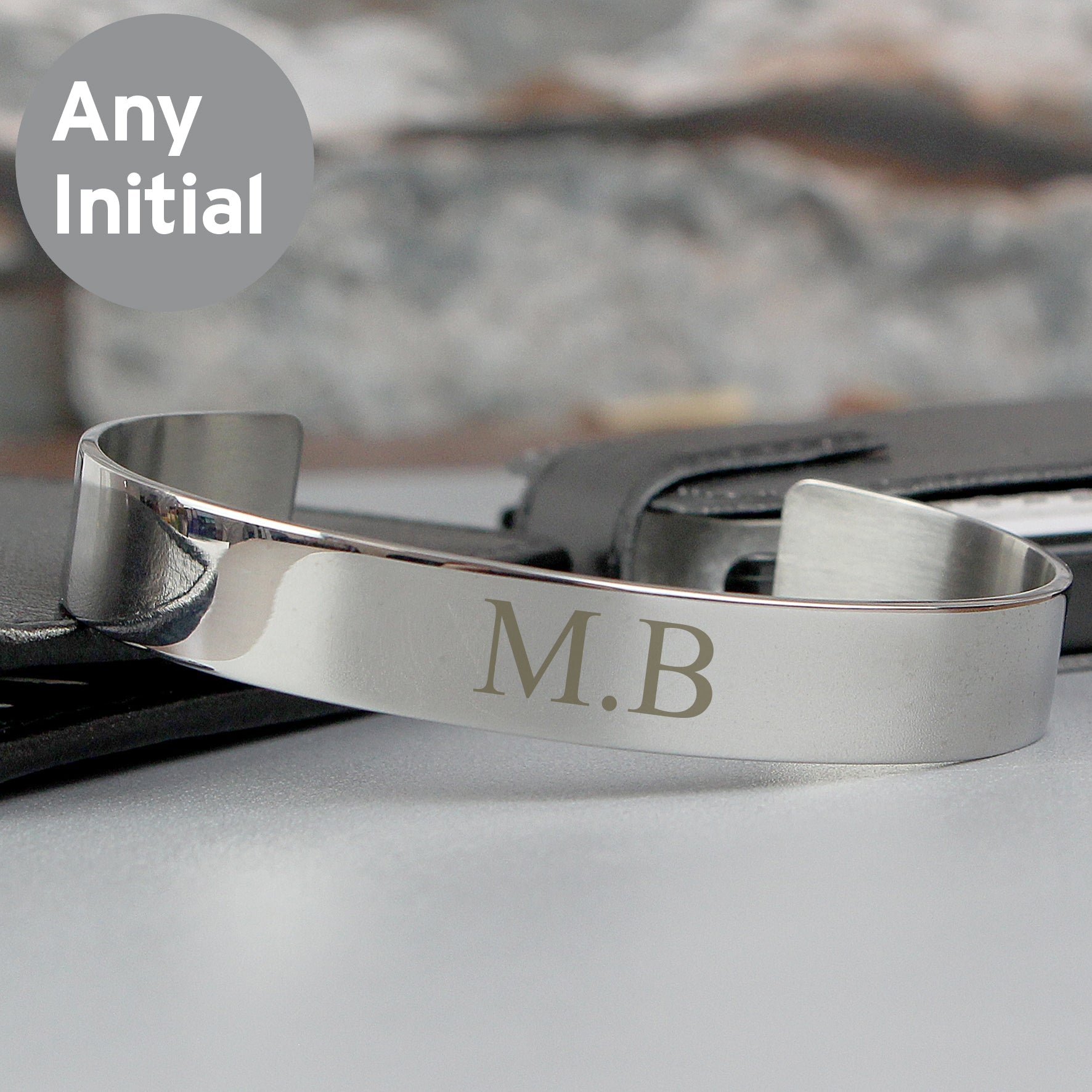 Personalised Initial Stainless Steel Bangle | Inspired Creative Gifts | UK Supplier