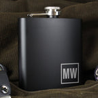 Personalised Initials Black Hip Flask | Inspired Creative Gifts | UK Supplier