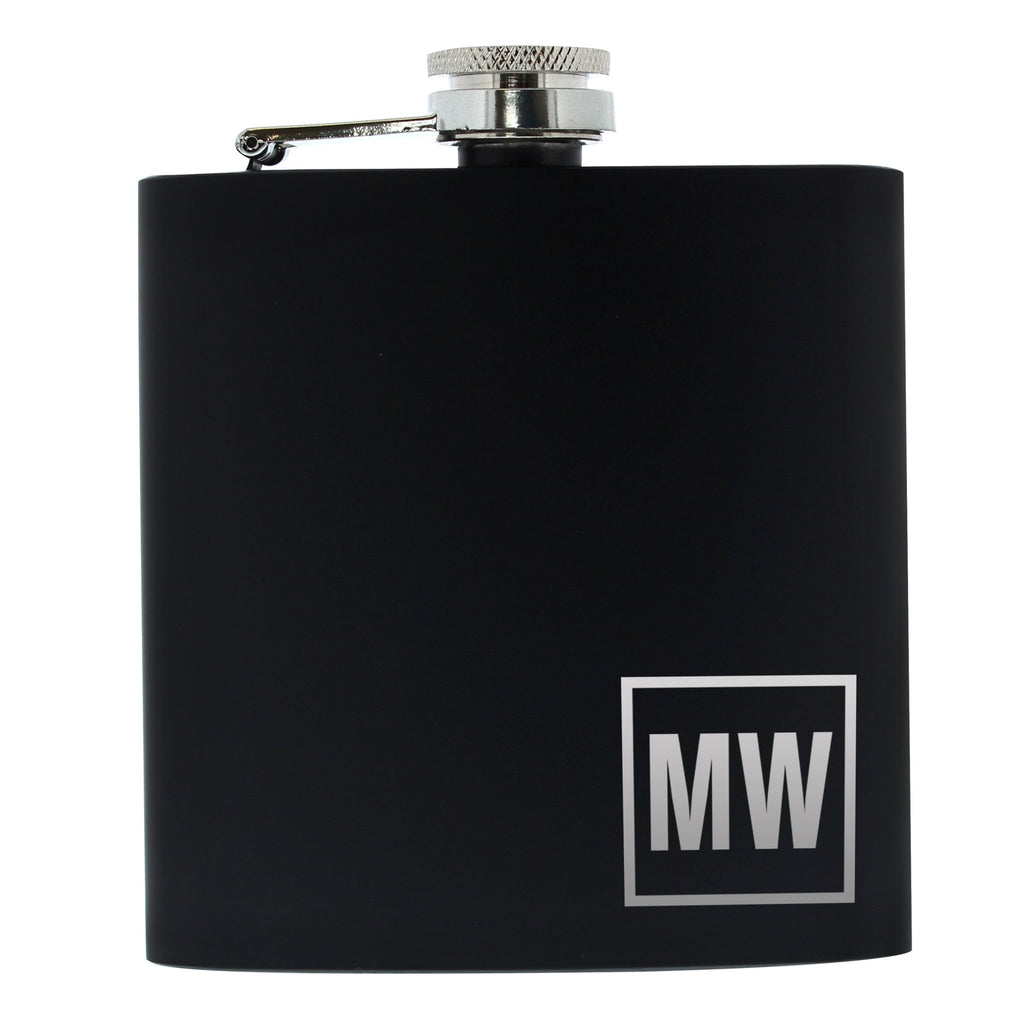 Personalised Initials Black Hip Flask | Inspired Creative Gifts | UK Supplier