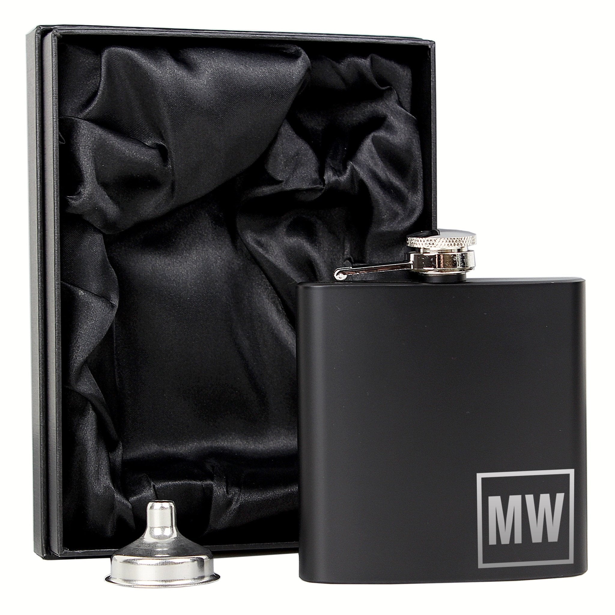 Personalised Initials Black Hip Flask | Inspired Creative Gifts | UK Supplier