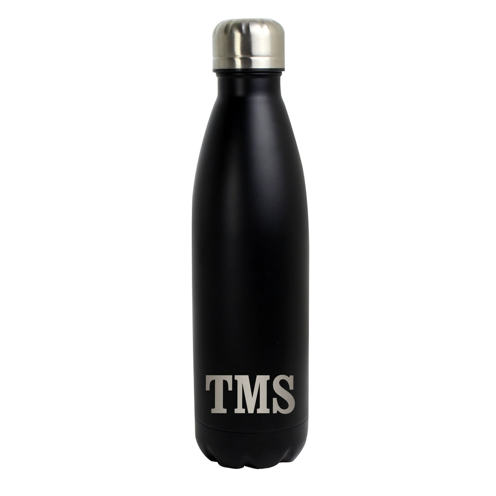 Personalised Initials Black Metal Insulated Drinks Bottle | Inspired Creative Gifts