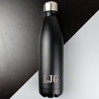 Personalised Initials Black Metal Insulated Drinks Bottle | Inspired Creative Gifts | UK Supplier