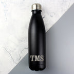 Personalised Initials Black Metal Insulated Drinks Bottle | Inspired Creative Gifts | UK Supplier