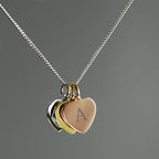 Personalised Initials Gold Rose Gold and Silver 3 Hearts Necklace | Inspired Creative Gifts | UK Supplier