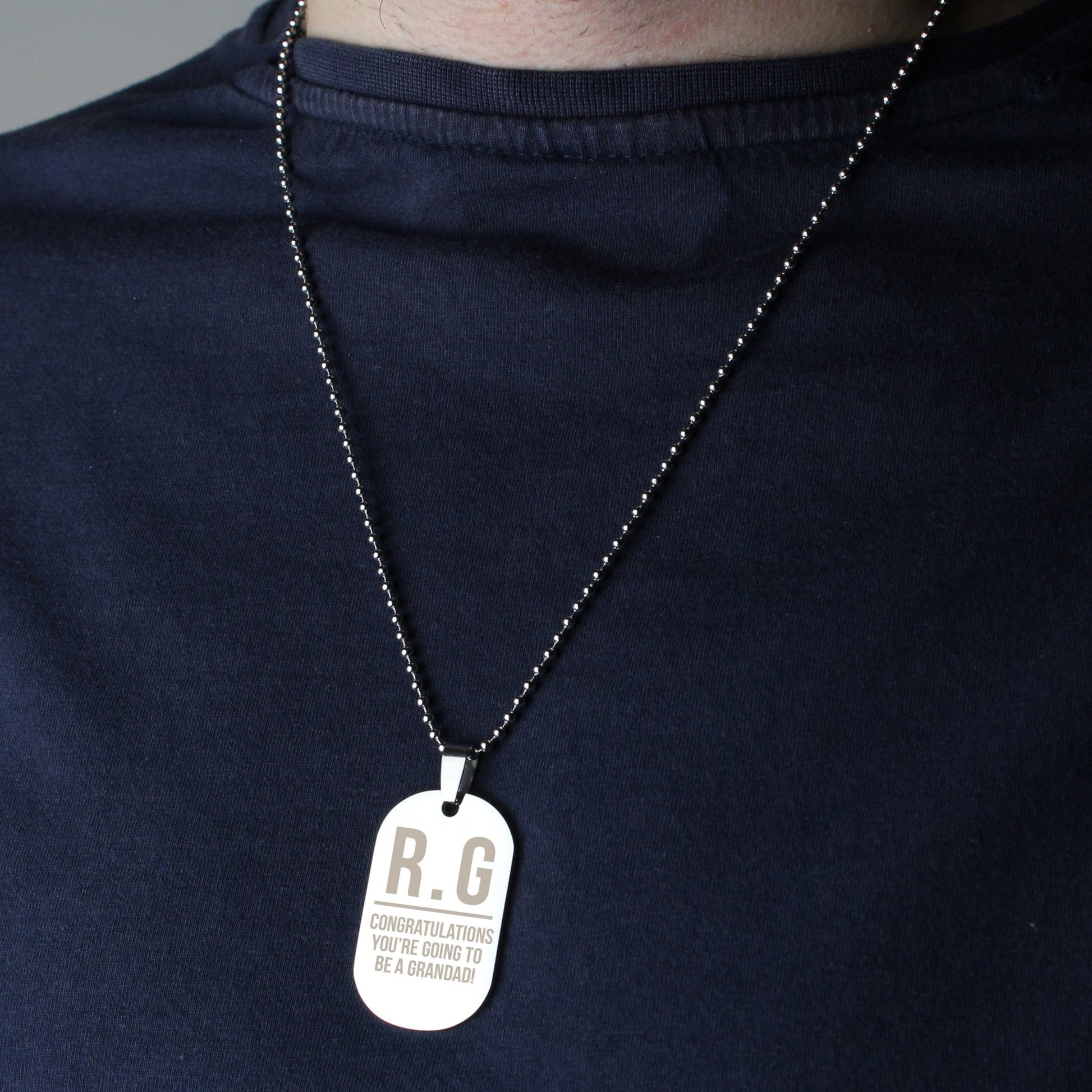 Personalised Initials Stainless Steel Dog Tag Necklace | Inspired Creative Gifts | UK Supplier