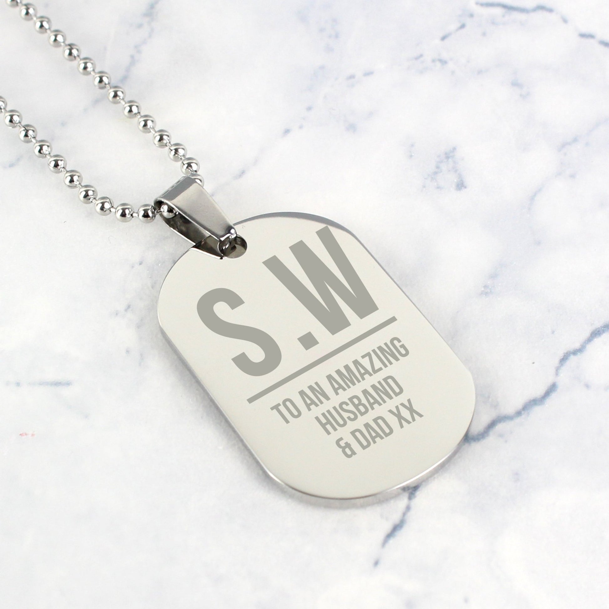 Personalised Initials Stainless Steel Dog Tag Necklace | Inspired Creative Gifts | UK Supplier