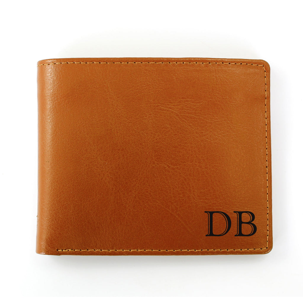 Personalised Initials Tan Leather Wallet | Inspired Creative Gifts | UK Supplier