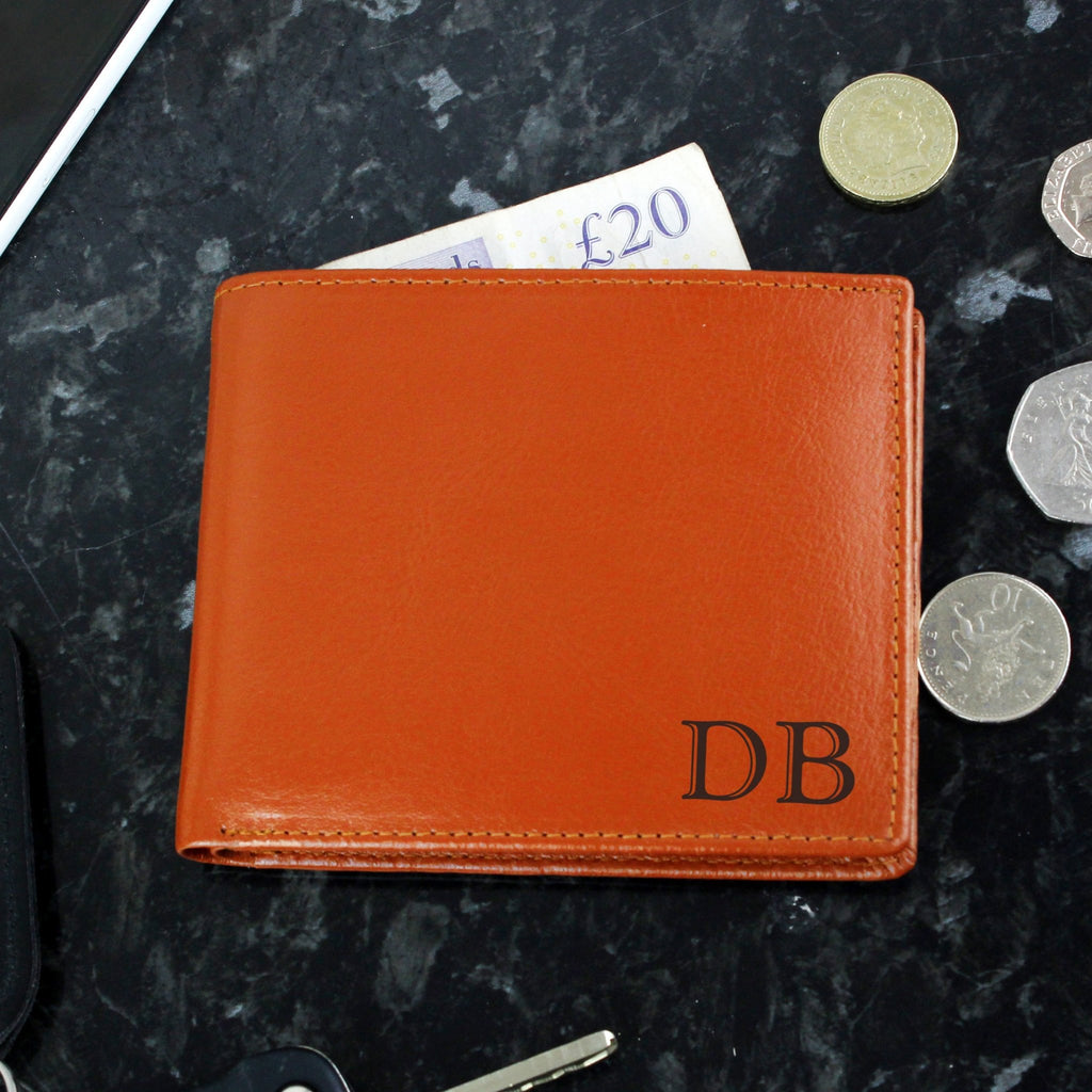 Personalised Initials Tan Leather Wallet | Inspired Creative Gifts | UK Supplier