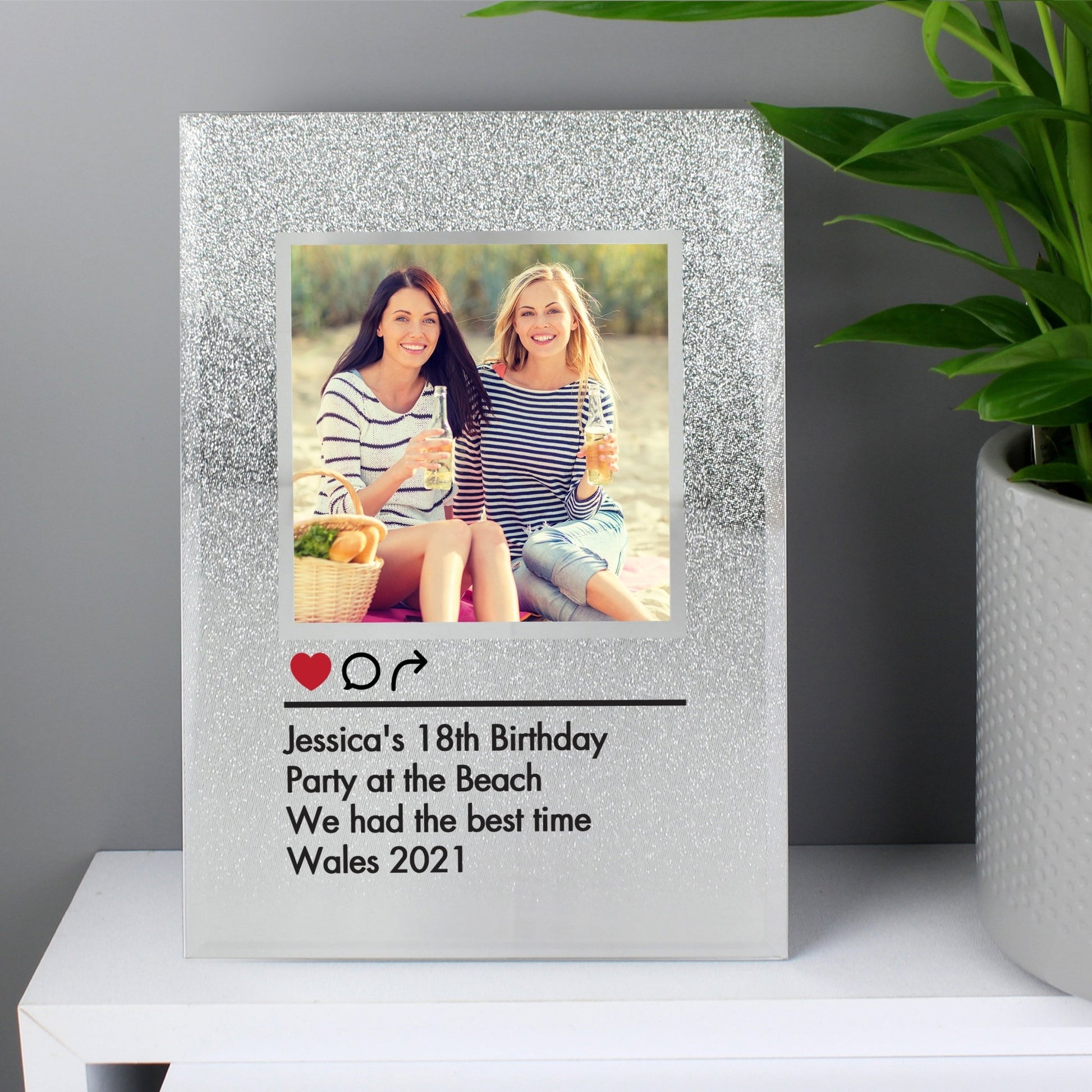 Personalised Instagram Post 4x4 Glitter Glass Photo Frame | Inspired Creative Gifts | UK Supplier