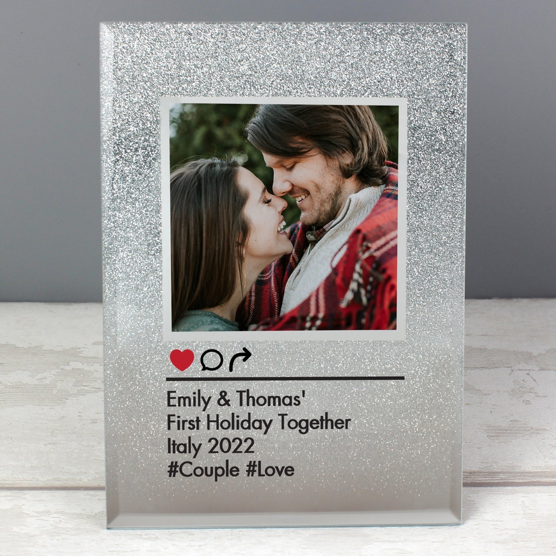 Personalised Instagram Post 4x4 Glitter Glass Photo Frame | Inspired Creative Gifts | UK Supplier
