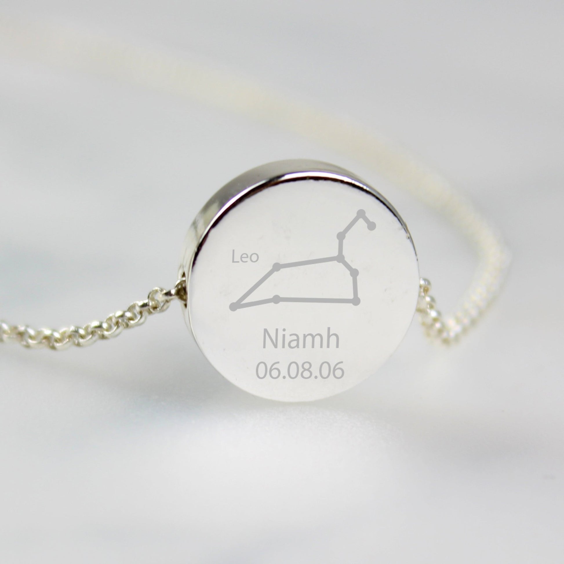 Personalised Leo Zodiac Star Sign Silver Tone Necklace (July 23rd - August 22nd) | Inspired Creative Gifts | UK Supplier