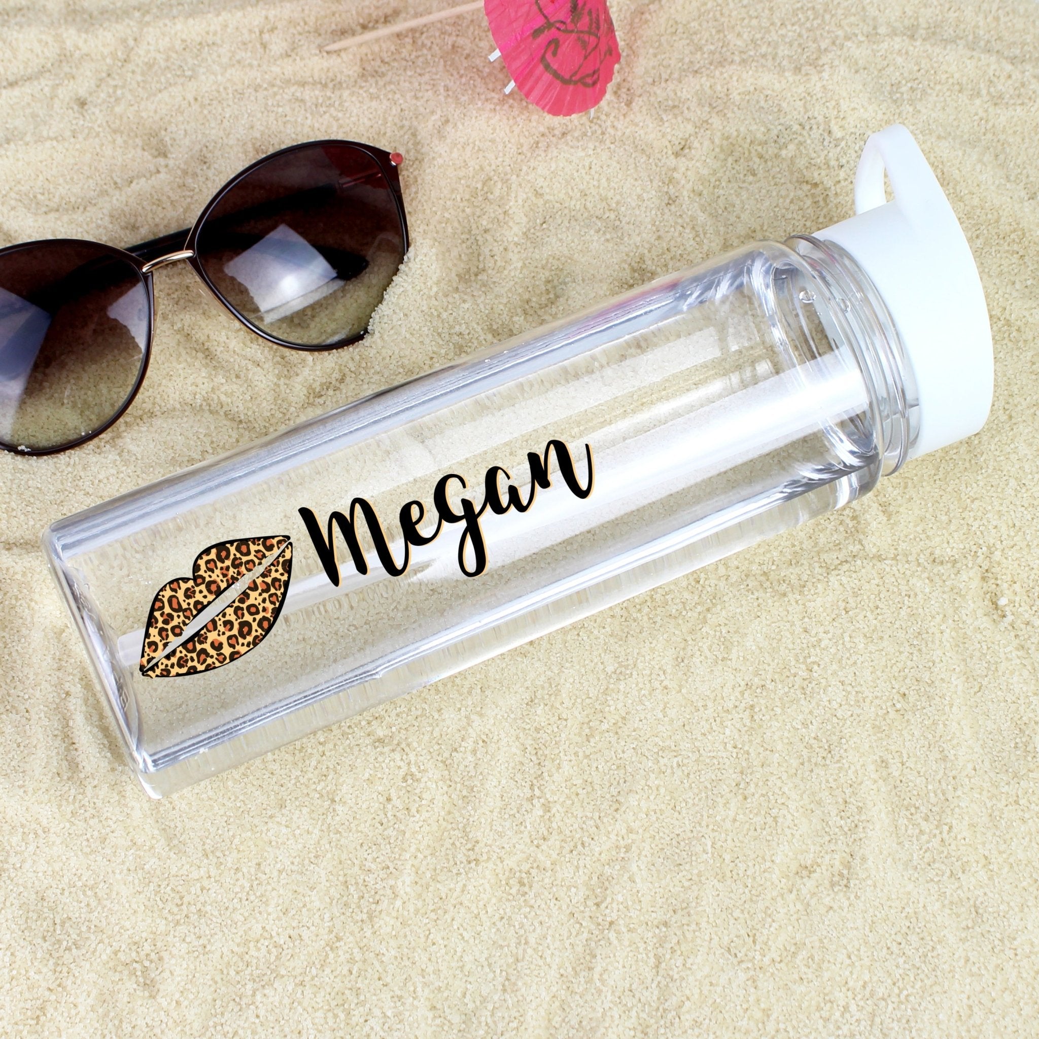 Personalised Leopard Lips Water Bottle | Inspired Creative Gifts | UK Supplier