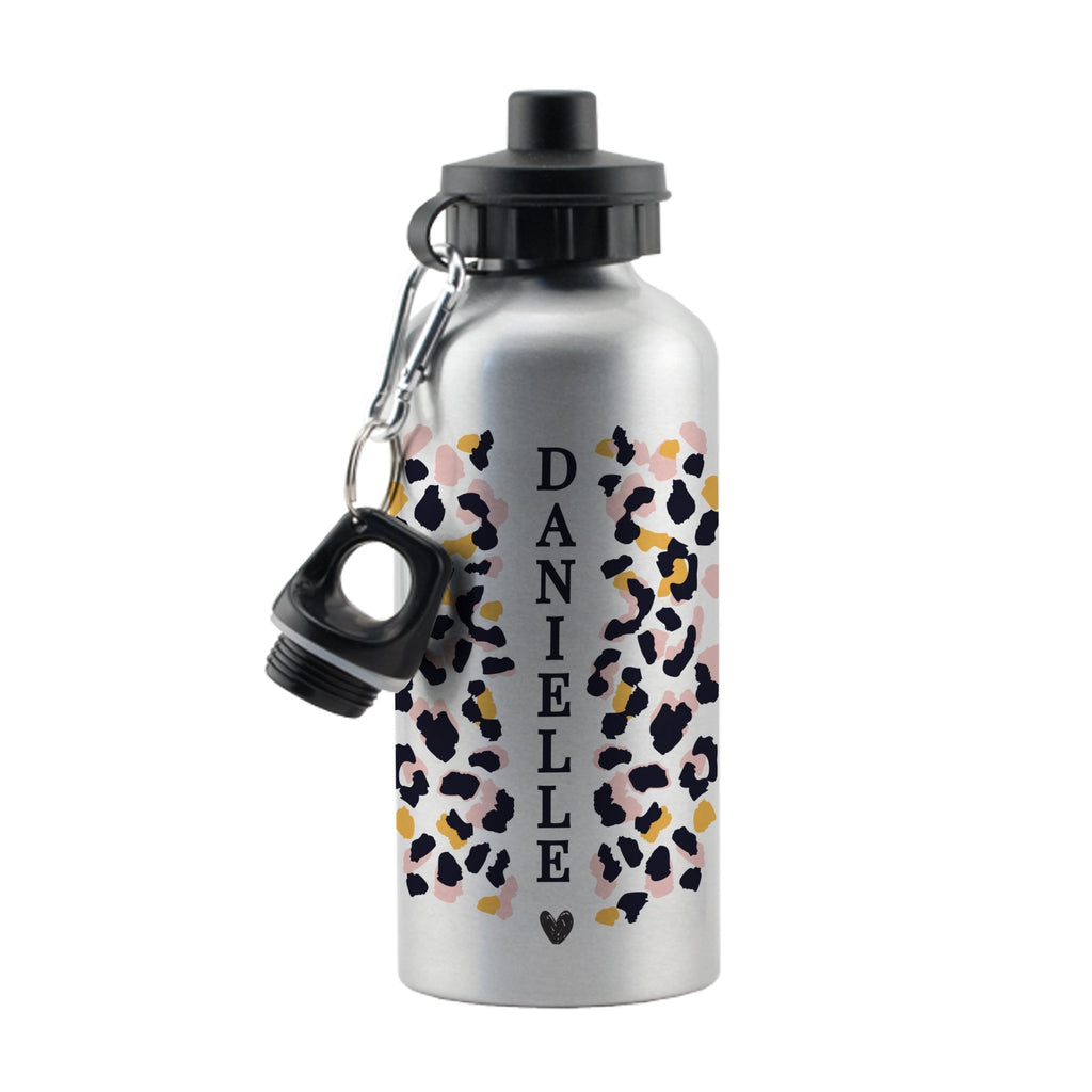 Personalised Leopard Print Silver Drinks Bottle | Inspired Creative Gifts