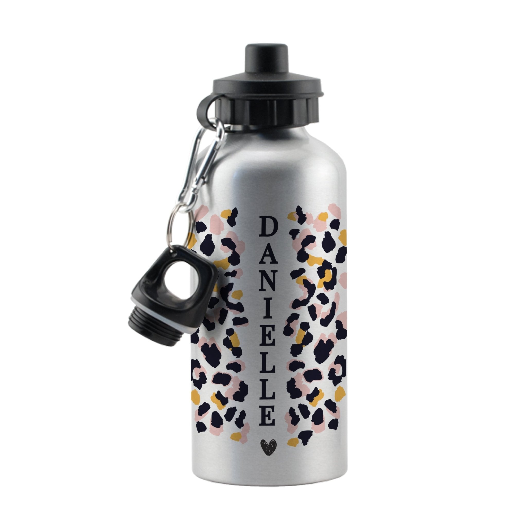 Personalised Leopard Print Silver Drinks Bottle | Inspired Creative Gifts | UK Supplier