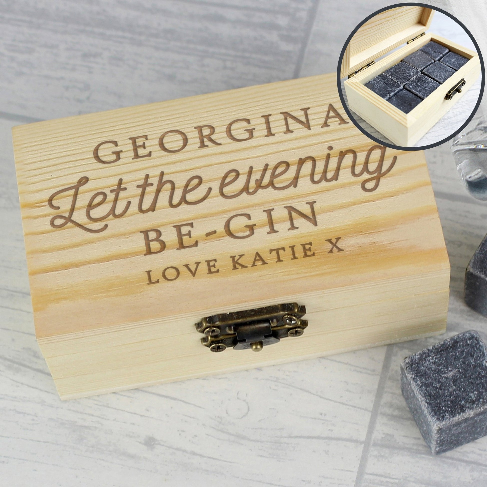 Personalised Let The Evening Be - Gin Cooling Stones | Inspired Creative Gifts | UK Supplier
